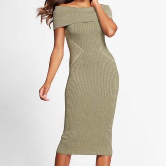 New York & Company Dresses & Skirts - NWT NY&CO Metallic Off the Shoulder Sweater Midi